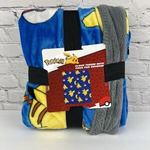 Pokemon Cloud Throw Blanket 50x60‎ Faux Fur Reverse Pikachu Pokeball Northwest